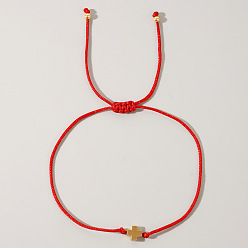 Красный Браслеты из волоконного креста, регулируемые украшения ручной работы подарок элегантный аксессуар, красные, 11 дюйм (28 см)