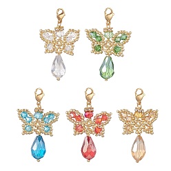 (52) Непрозрачная лаванда Бабочка ангел стеклянный кулон украшение, с 304 застежками-карабинами из нержавеющей стали и нейлоновой проволокой, разноцветные, 45 мм