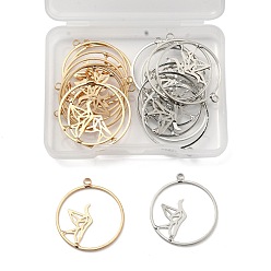 Platinum & Light Gold 20 шт. 2 цвета полые подвески из сплава, кольцо с бумажным журавлем, платина и светлое золото, 28x25x1 мм, отверстие : 1.8 мм, 10 шт / цвет