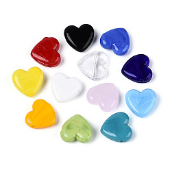 (52) Непрозрачная лаванда Бусины лэмпворк , сердце, разноцветные, 18.5~19.5x19.5~20x6.5~7.5 мм, отверстие : 1.2~1.6 мм