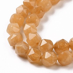 Sandy Brown Natural Quartz Beads Strands, Faceted Polygon, Dyed & Heated, Sandy Brown, 7.5~8x8x8mm, Hole: 1.2mm, about 48pcs/strand, 15.35 inch(39cm)
