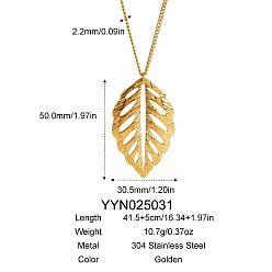 Золотой Ожерелья из полых листьев из нержавеющей стали для женщин, золотые, 16.34 дюйм (41.5 см)