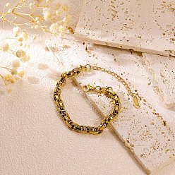 Золотой 304 женские браслеты-цепочки со звеньями из нержавеющей стали, овальные, золотые, 7.05 дюйм (17.9 см)