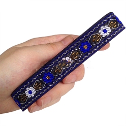 Синий 6.8m жаккардовая лента с цветочным рисунком в этническом стиле из полиэстера, синие, 3/4 дюйм (20 мм), около 7.44 ярдов (6.8 м) / рулон