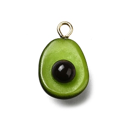 Avocado Латунные подвески из акрила, без свинца и без кадмия, стойки покрытие, долговечный, золотые, авокадо, 16.5x10x8.5 мм, отверстие : 1.8 мм