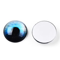 Светло-Голубой Кабошоны из стекла, полукруглый с глазом, Небесно-голубой, 20x6.5 мм