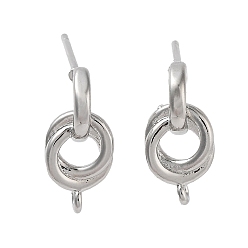 Платина Поиск серег-гвоздиков из латуни, долговечный, без свинца и без кадмия, круглые, платина, 15.5x7 мм, отверстие : 1.5 мм, штифты : 11.5x0.7 мм