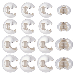 Серебро 30 шт. 2 стили 925 крышка из стерлингового серебра с обжимными бусинами, серебряные, 4~5x3~4x2~2.5 мм, 15 шт / стиль