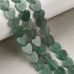 Зеленый Авантюрин Естественный зеленый авантюрин бисер нитей, сердце, 8x8x2.5 мм, отверстие : 0.6 мм, около 50 шт / нитка, 14.88''~15.12'' (37.8~38.4 см)