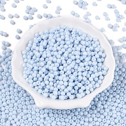 Васильковый Непрозрачная выпечка окрашены стеклянные бусины, круглые, васильковый, 4~4.5x3.5~4 мм, отверстие : 0.9~1 мм, Около 4500 шт / фунт