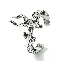 Античное Серебро Открытые кольца из сплава оленя для женщин, без свинца и без кадмия, античное серебро, 16 мм, внутренний диаметр: регулируемый