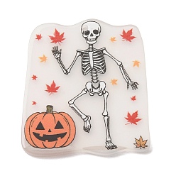 Skeleton Светящиеся прозрачные акриловые подвески с принтом на тему Хэллоуина, светится в темноте, подвеска в виде скелета и тыквы, 38x33x2.3 мм, отверстие : 1.6 мм