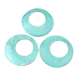 Голубой Большие подвески из натуральных раковин капис, окрашенные аэрозольной краской., кольцо прелести, голубой, 60x1 мм, отверстие : 1.8 мм