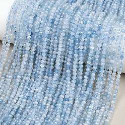 Aigue-marine Aigue-marine naturelle brins de perles, ronde, facette, AA grade, 3.5mm, Trou: 0.5mm, Environ 108 pcs/chapelet, 14.96'' (38 cm)