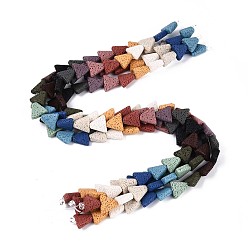 (52) Непрозрачная лаванда Бусы из натуральной лавы, окрашенные, треугольные, разноцветные, 12.5~13.5x14~14.5x5~5.5 мм, отверстие : 1 мм, около 32 шт / нитка, 16.34 дюйм (41.5 см)