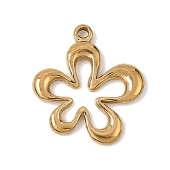 Plaqué 18K Or Véritable Pendentifs en acier inoxydable, charmes de fleurs, placage ionique (ip), réel 304 k plaqué or, 18mm, Trou: 17x15x1.5mm