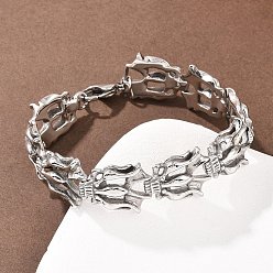 Нержавеющая Сталь Цвет 304 из нержавеющей стали ссылку цепи браслеты, трехконечное копье, цвет нержавеющей стали, 8-5/8 дюйм (22 см)