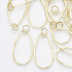 Light Gold Подвески из сплава , с прыжковых колец, слеза, золотой свет, 47x26x2 мм, Отверстие: 7 мм, кольцо прыгать: 10x1 мм