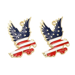 Золотой Подвески из сплава с эмалью ко дню независимости, орел с подвеской в виде флага США, золотые, 38.5x30x2 мм, отверстие : 2.5 мм