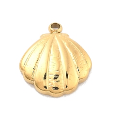 Настоящее золото 14K Ионное покрытие (ip) 304 подвески из нержавеющей стали, формы раковины, реальный 14 k позолоченный, 13.5x12x2.5 мм, отверстие : 1.5 мм