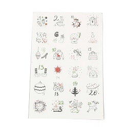 Number Рождественские наклейки с адвент-календарем, 1~24 количество наклеек с обратным отсчетом Рождества, для подарочных наклеек, diy crafts, украшение для выпечки, 30.7x19.6x0.02 см, наклейки: 45 мм, 24шт / лист