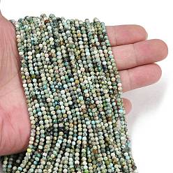 Бирюза из Хубэя Хубэй природных бирюзовый бисер нитей, граненые, круглые, 3 мм, отверстие : 0.6 мм, около 124~127 шт / нитка, 14.65~15.04 дюйм (37.2~38.2 см)
