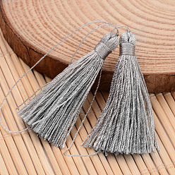 Light Grey Nylon Thread Tassel Big Pendant Decorations, Light Grey, 43x6mm