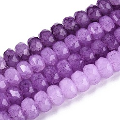 Темная Орхидея Нити из бусин с эффектом кракелюра, имитирующие нефрит., рондель, граненые, темные орхидеи, 7.5~8x5~5.5 мм, отверстие : 1.4 мм, около 70~71 шт / нитка, 14.57~14.76 дюйм (37~37.5 см)