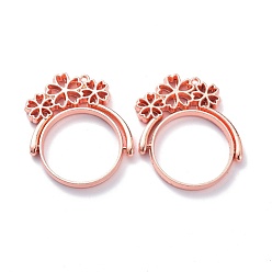Rose Gold Alloy Open Back Bezel Pendants, Rotating Pendants, for DIY UV Resin, Epoxy Resin, Pressed Flower Jewelry, Flower, Rose Gold, 35x30x3.5mm, Hole: 1.4mm