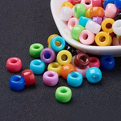 Mixed Color Opaque Acrylic European Beads, Barrel, Mixed Color, 9x6mm, Hole: 4mm, about 1900pcs/500g