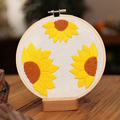 Цветок Стартовые наборы для вышивки своими руками, включая ткань для вышивания и нитки, игла, пяльцы, инструкция, цветок, 150 мм