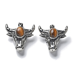 Тигровый глаз Натуральный тигровый глазный кулон, с латунной фурнитурой , без свинца и без кадмия, крупный рогатый скот, 27.5x30.5x15.5 мм, отверстие : 5.5x4.5 мм