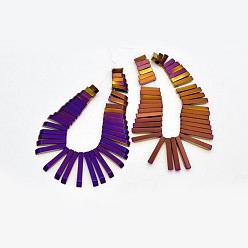 С Фиолетовым Покрытием Гальваническим немагнитная синтетический гематит закончил бусинки пряди, прямоугольные, с фиолетовым покрытием, 10~30x4x4 мм, отверстие : 1 мм, около 41 шт / нитка, 7 дюйм