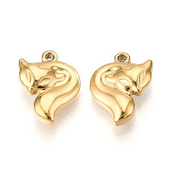 Настоящее золото 18K 304 подвески из нержавеющей стали, ионное покрытие (ip), лиса прелести, реальный 18 k позолоченный, 16.5x12x4 мм, отверстие : 1.2~1.5 мм