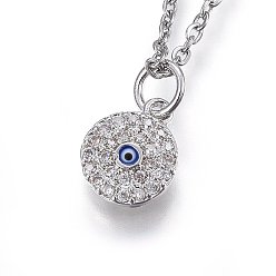 Couleur Acier Inoxydable Collier avec pendentif, avec chaîne en acier inoxydable et émail, plat rond, clair, couleur inox, 304 pouce (17.71 cm)