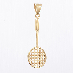 Doré  Pendentifs en acier inoxydable, articles de sport, raquette de badminton, or, 304mm, Trou: 49x17x3.5mm