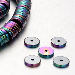 (966) Внутренний цвет Кристалл / Лиловато-лиловый на подкладке Гальванизировать немагнитных синтетический гематит бисер пряди, Heishi бусы, Диск / плоские круглые, с покрытием разноцветным, 10x2 мм, отверстие : 1 мм, около 198 шт / нитка, 15.7 дюйм