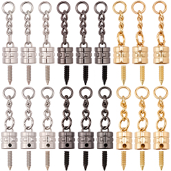 Mixed Color 30 Sets 3 Colors Alloy Cord Ends, Column, with Jump Ring and Screw, Mixed Color, 42mm, 10/sets