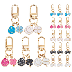 (52) Непрозрачная лаванда 20 шт. 5 стили подвесные украшения из эмалевого сплава с улыбающимся лицом и клевером, с поворотными застежками сплава, разноцветные, 54 мм, 4 шт / стиль