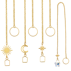 Золотой 9шт 3 стиль латунные и нержавеющие стальные подвесные украшения, ловцы солнца, с железными цепочками, золотые, 463~473 мм