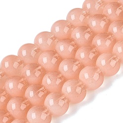 Легкий Лосось Прозрачные стеклянные нити, имитирующие кошачий глаз, круглые, светлый померанцевый, 9.5~10 мм, отверстие : 1~1.4 мм, около 85~89 шт / нитка, 29.72~31.5 дюйм (75.5~80 см)