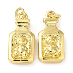 Настоящее золото 18K Стойки обшивки латунные подвески, с целью перехода в кольце, без свинца и без кадмия, долговечный, бутылка с подвеской в виде медведя, реальный 18 k позолоченный, 16x7.5x3.5 мм, отверстие : 2.5 мм