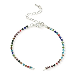 Platinum Brass Rhinestone Strass Chains Bracelet Making, Platinum, 6-5/8 inch(16.9cm)