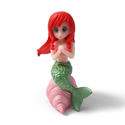 Красный Украшения из смолы в виде русалок, Микро пейзаж бонсай аксессуары для украшения аквариума, красные, 64x26x45 мм