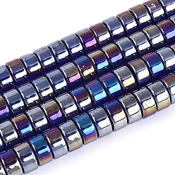 Темно-синий  Шифер Ab цветные прозрачные стеклянные бусины пряди, плоско-круглые, темный сланец синий, 7.5~8x4~4.5 мм, отверстие : 0.8~1 мм, около 82~87 шт / нитка, 14.37~15.16'' (36.5~38.5 см)