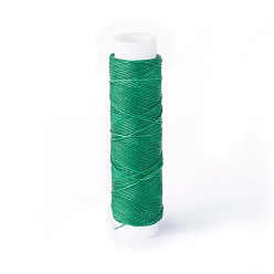 Sea Green Round Waxed Polyester Twisted Cord, Micro Macrame Cord, for Leather Projects, Bookbinding, Sea Green, 0.65mm, about 21.87 yards(20m)/roll