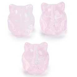 Pink Прозрачная аэрозольная краска стеклянные шарики, лиса, розовые, 15x14x13.5 мм, отверстие : 1.2 мм