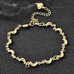 Золотой 304 браслеты из нержавеющей стали ссылка для женщин, луна, золотые, 7-1/2 дюйм (19.1 см)