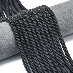 Обсидиан Нити бусин из натурального матового обсидиана, рондель, 6x2 мм, отверстие : 1 мм, около 150~160 шт / нитка, 14.57~14.96'' (37~38 см)