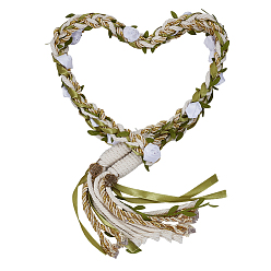 (52) Непрозрачная лаванда Макраме полиэстеровый шнур корсажи на запястье для свадьбы, партийные украшения, Сплав с подвесками, лист, зелёные, 1900 мм